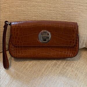 Kate Spade Brown Crocodile-Embossed Wristlet